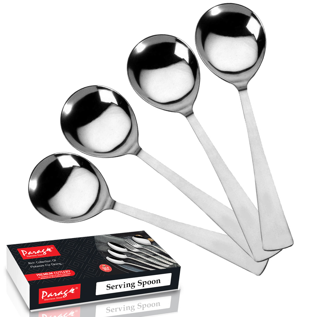 4 Pcs Stainless Steel Serving Spoon Set - Big Cooking Spoons, 21cm