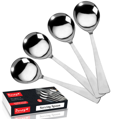 4 Pcs Stainless Steel Serving Spoon Set - Big Cooking Spoons, 21cm