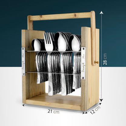Cutlery Set | Stainless Steel | Moonpress Wooden Stand