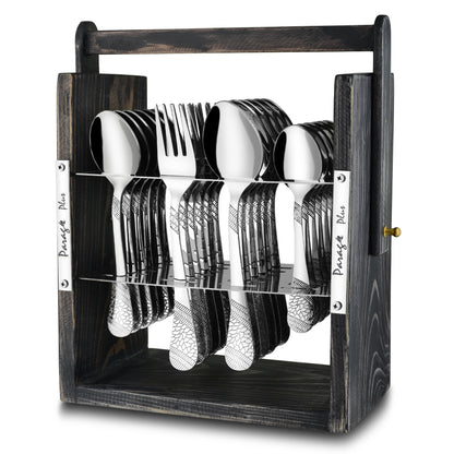 25-Piece Stainless Steel Imperial Cutlery Set | Includes 6 Tea Spoons, 6 Table Spoons, 6 Table Forks, 6 Dinner Spoons - Stylish Dining Set