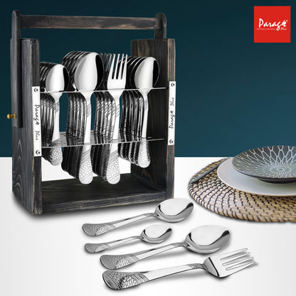 25-Piece Stainless Steel Imperial Cutlery Set | Includes 6 Tea Spoons, 6 Table Spoons, 6 Table Forks, 6 Dinner Spoons - Stylish Dining Set