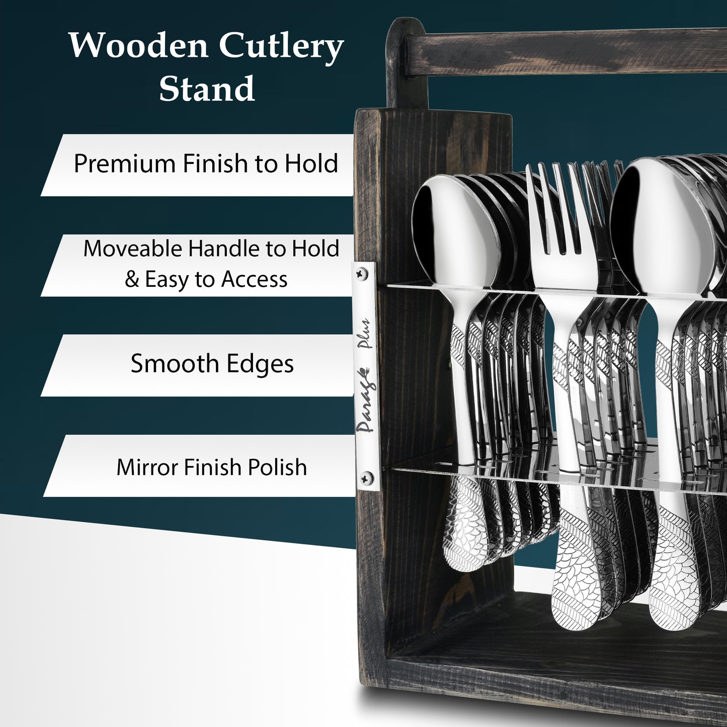 25-Piece Stainless Steel Imperial Cutlery Set | Includes 6 Tea Spoons, 6 Table Spoons, 6 Table Forks, 6 Dinner Spoons - Stylish Dining Set