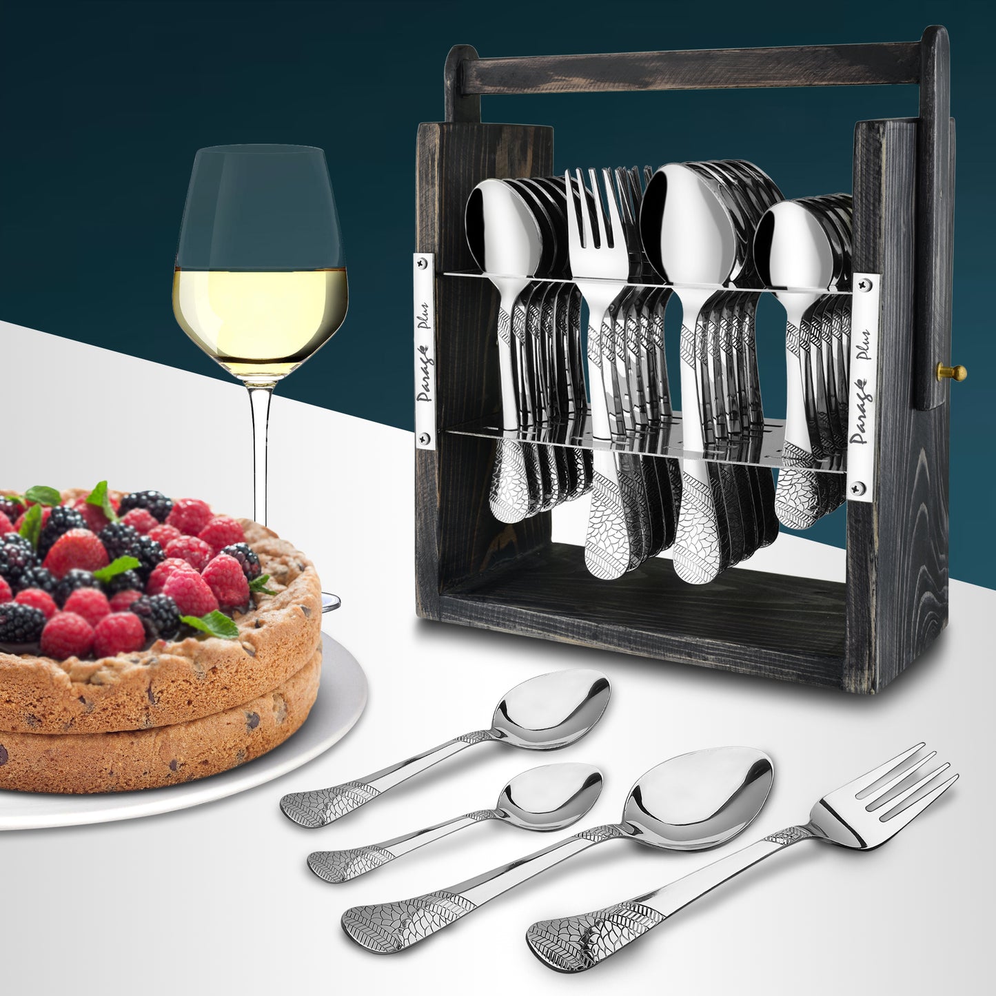 25-Piece Stainless Steel Imperial Cutlery Set | Includes 6 Tea Spoons, 6 Table Spoons, 6 Table Forks, 6 Dinner Spoons - Stylish Dining Set