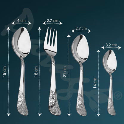 25-Piece Stainless Steel Imperial Cutlery Set | Includes 6 Tea Spoons, 6 Table Spoons, 6 Table Forks, 6 Dinner Spoons - Stylish Dining Set