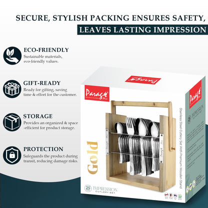 25-Piece Stainless Steel Imperial Cutlery Set | Includes 6 Tea Spoons, 6 Table Spoons, 6 Table Forks, 6 Dinner Spoons - Stylish Dining Set