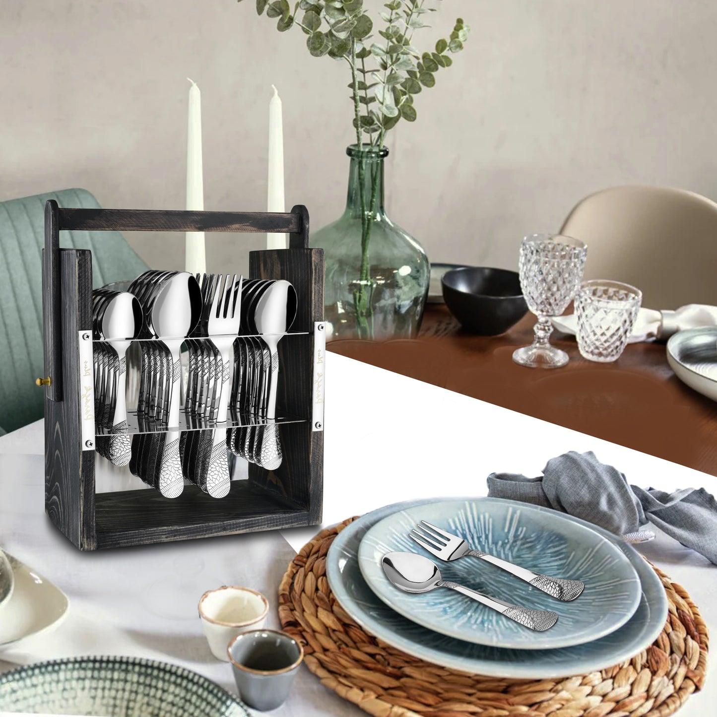 25-Piece Stainless Steel Imperial Cutlery Set | Includes 6 Tea Spoons, 6 Table Spoons, 6 Table Forks, 6 Dinner Spoons - Stylish Dining Set
