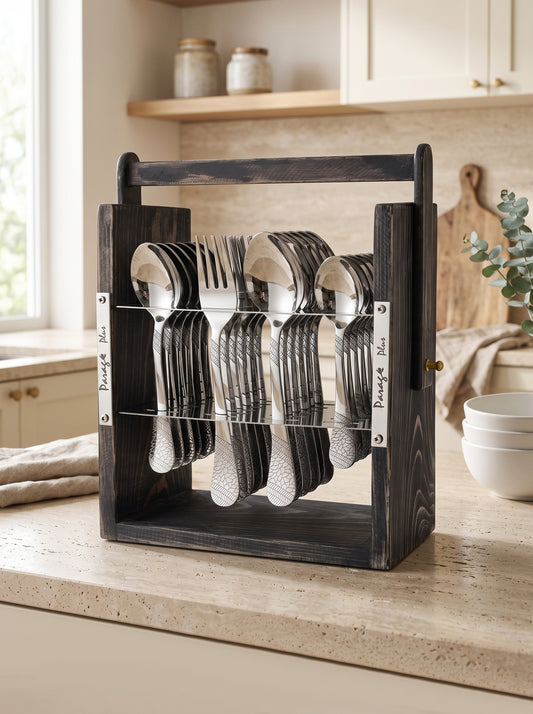 Cutlery Set | 25 piece | Stainless Steel | Imperial Wooden Stand
