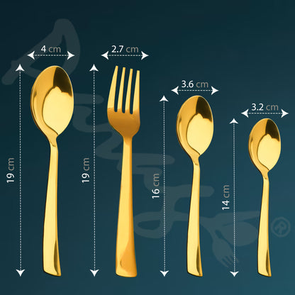 25-Piece Moonpress Stainless Steel Cutlery Set | 6 Tea Spoons, 6 Table Spoons, 6 Forks, 6 Dinner Spoons - Stylish Wooden Stand for Dining
