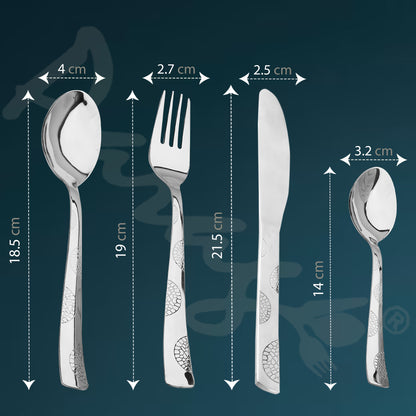 25-Piece Moonpress Stainless Steel Cutlery Set with Wooden Stand – Includes Forks, Spoons, Knives & Tea Spoons for Stylish Dining