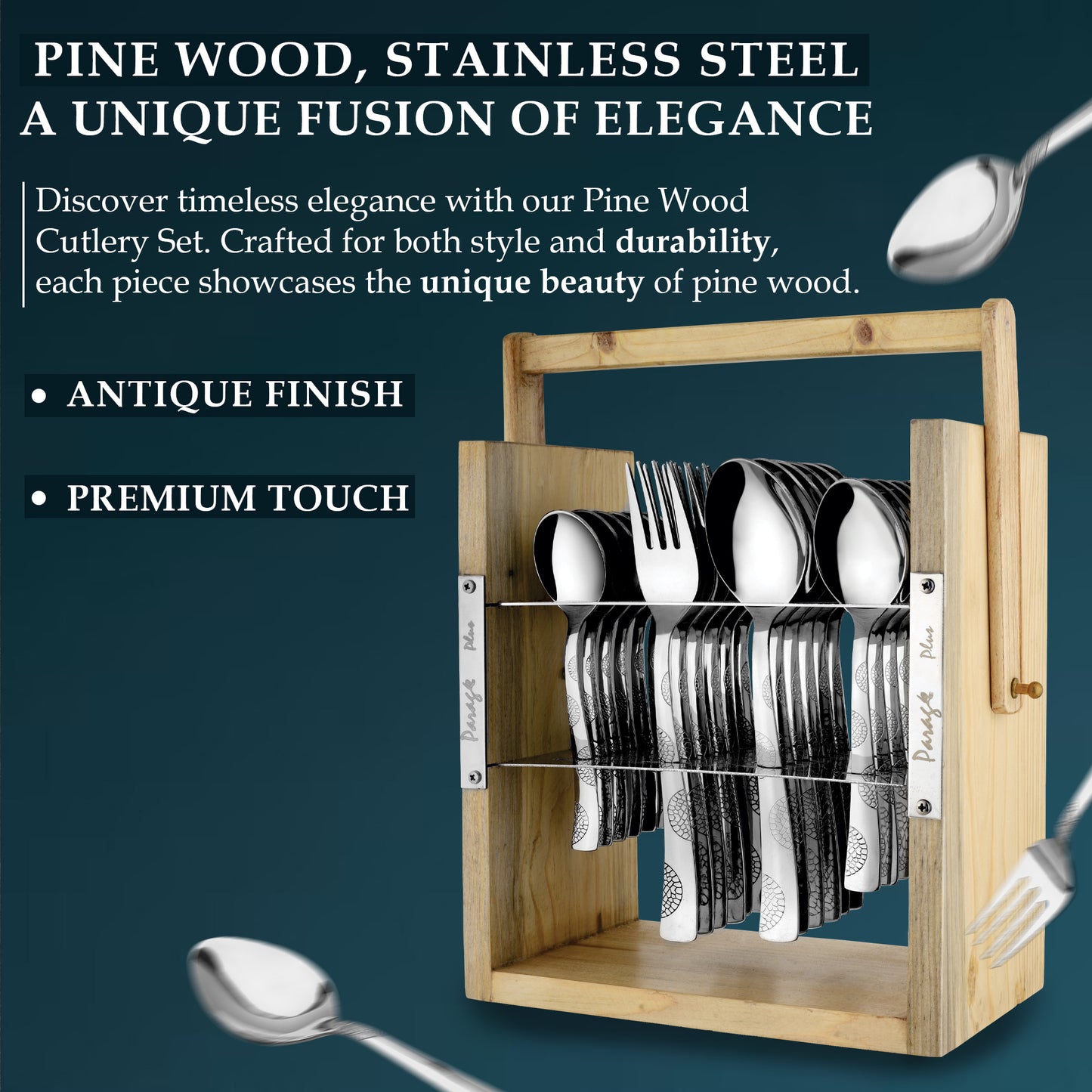 Cutlery Set | Stainless Steel | Moonpress Wooden Stand