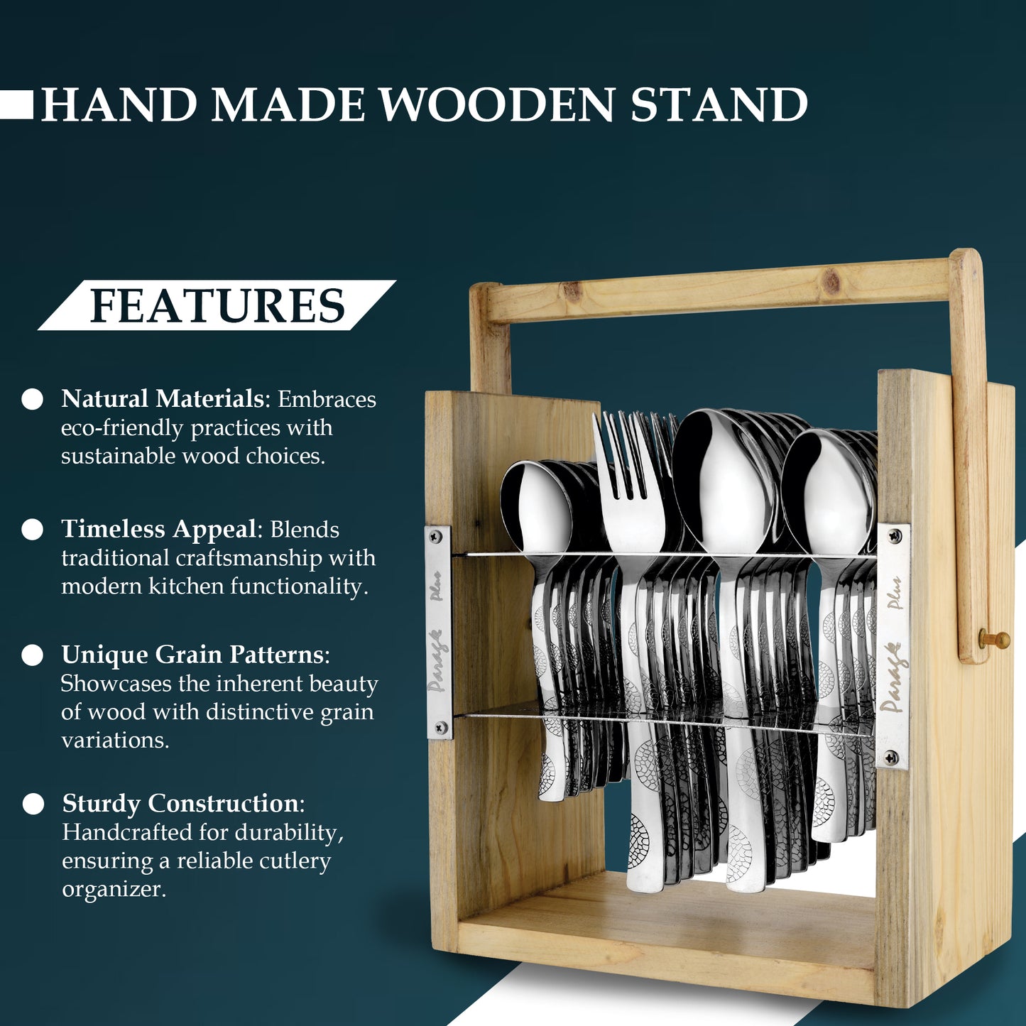 Cutlery Set | Stainless Steel | Moonpress Wooden Stand