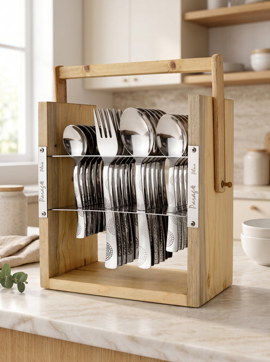 Cutlery Set | Stainless Steel | Moonpress Wooden Stand